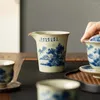 Cups Saucers Landscape Ceramic Opening Pottery Fair Cup Chinese Tea Zen Sea Teacup Teaware Blue Ceremony Utensil