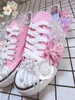 Casual Shoes Summer Flower Fashion Pedal Lazy Female Korean Version Of Small White Pink Canvas