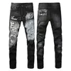 Jeans Mens Hip-Hop High Street Fashion Brand Jeans Retro Torn Fold Coux de Motorcycle de créateur pour hommes Riding Slim Pantalon 28 ~ 40 2024-088
