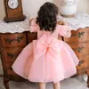 Robes de fille Toddler Bow Baby Robe pour 1er anniversaire paillettes de princesse Mariage de fête née Baptême Blanc Prom Children Clothes