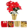 Decoratieve bloemen Kerstdecoratie Boom Fake Poinsettia Pot Outdoor Faux Doek Party Adornment Kerstmis ornament Simulatie