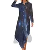 Casual Dresses Colorful Purple Galaxy Chiffon Dress Watercolor Stars Print Retro Street Wear Female Sexy Custom Vestidos