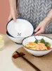 ボウルズ日本のセラミックヌードルボウルインスタントバンブーハット家庭用レストラン用の大きなサイズのスープ