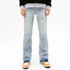 Y2K Fashion Ink Graffiti Backgy Ruped Flare Jeans Jeans Pants для мужчин одежду корейские повседневные женщины джинсовые брюки Vetements Homme 240319