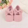 Premiers marcheurs printemps automne nés bébé chaussures de fille tricoter confort coton arc infantile Walker pour tout-petit berceau mocassins