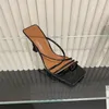 Slippers Femmes Ladies Square Toe High Heels Elegant Summer Sides Office Offise Cross Fip Flip Flip Flip 2024 Brand Sandals Mujer