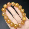 Link Bracelets Natural Yellow Fire Quartz Hematoid Bracelet Women Trendy Reiki Healing Elastic Yoga Energy Wristband Jewelry Gift 1pcs