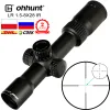 Optics Ohhunt LR 1.58x28 IR 소형 사냥 범위 Mil Dot 유리 에칭 레티클 레드 조명 포탑 잠금 재설정 광 시력