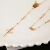 Colliers Hzman 14K Gold plaqué DESYT Y Collier Rosaire Perle Vierge Marie Jésus Cruicifix Cross Collier de tour ajusté pour les filles