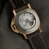 VS factory high-quality watch PAM00382 watch frosted bronze case dark brown cowhide strap green dial Cal.P.9000 automatic mechanical movement 47MM