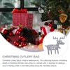 Storage de cuisine 4 pcs Couteau de Noël et sacs de sac de chariot à fourche Couvoirs décorations d'arbres Décorer le support de la pochette de tissu en forme de vacances