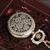 Pocket Watches kreative hohle blumförmige Quarzwache mit Pullover Halskette Schmuck auf Kettenstudentengeschenke