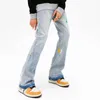 Y2K Fashion Ink Graffiti Backgy Ruped Flare Jeans Jeans Pants для мужчин одежду корейские повседневные женщины джинсовые брюки Vetements Homme 240319