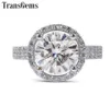 TransgeMs Solid 14K 585 Centro de ouro branco 2CT 8mm F anel de noivado a halo de halo colorido para mulheres anéis de ouro com sotaques Y190617109396