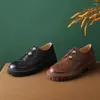 Dress Shoes 2024 Spring Women Pumps Natural Leather 22-24.5cm Cowhide Pigskin Sheepskin Retro Brogue Thick Sole Single