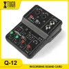 Adapter Xtuga Q12 2 Kanal Audio Mixer Professionelle Soundkarte DJ -Konsole mit Monitor 48V Phantom Power für Studio Singing Computer PC