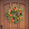 Decorative Flowers Harvest Wreath 17.72 Inch Decoration Multifunctional Colorful Handmade Autumn For Indoor Outdoor Wall Fireplace