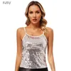 Women's Tanks 2024 Spaghetti Straps Sequin Tank Tops Camisole Womens Slim Fit Patchwork Vest Top For Dancing Disco Night Club Party Clubwear