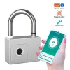 Lock Smart Fingerprint Printing Padlock IP65 Waterproof Tuya Bluetooth USB Rechargeable Key Unlock Antitheft Bag Cabinet Door Lock