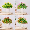 Flores decorativas Mini Little Rose Flower Bonsai Pequenas plantas simuladas em vasos para ornamentos de mesa de escritório decoração de casa de jardim