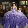 Abiti Principessa Purple Lilac Quinceanera Dresses Messican 2024 Destino di paillettes Destino Birthday Vestitido De XV Anos Mariachi Sedici Charro