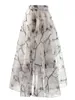 Faldas Damas Moda Elegante Pintura de tinta de estilo antiguo Organa Midi Falda Mujeres 2024 Summer High Wistness Midding-longitud