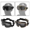 Eyewears AntiImpact Goggles with Fan, Tactical Safety Goggles AntiFog UV400 Glasses Eyewear with 2 Lens for Riding Shooting Hunting