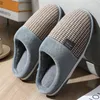 Slippers Winter Warm Color Patchwork Plaid Plush Men Non-slip Sole Fluffy Man Indoor Home Cotton Shoes