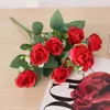 Fleurs décoratives 30 cm Fleur artificielle Peony Rose Rose Rose Bouquet Pure Handmade Home Room de mariage Jardin Dining Table Decoration Falle