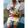 Hawaii Tracksuit 3D Imprimir camisas de pólo de praia conjuntos de shorts 2 peças Man Mans Oversize Short Sleeve Sleeve Set Suits Men Clothing 240321