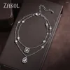 Anklets Zakol Znakomita sześcienna wisiorek z cyrkonią kostka dla kobiet elegancka sliver kolorowy przyjęcie weselne biżuteria