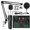 Microphones BM 800 Microphone Sound Card Professional Studio Condenseur Microphone sans fil pour le jeu USB Chant de karaoke micro pour PC Téléphone