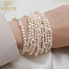 Bangles Ashiqi Многослойный натуральный пресноводный жемчужный браслет для женщин великолепная 10 рядов.