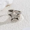 Cluster Rings Y2K Retro Punk Simple Ring Geometry Hollow Star Fashion Irregular Opening Adjustable Wide Edge For Women Men Jewelry