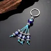 Keychains CRISTAL Colorido Turquía Azul Bead Bead Ring Key Mujeres Hombres Men únicos Vidrio Lucky Evil Bag Cho Box Accesorios