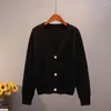 Damskie dzianiny Koreańska moda krótka dzianina kurtka swetra wiosna jesień swobodny sweter mejr elegancki duży płaszcz z długim rękawem G126