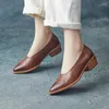 Chaussures habillées koznoy 4cm rétro vache authentique cuir en cuir toe pompes glisser sur talons gros femmes femmes britanniques mocassins de bureau d'été dames