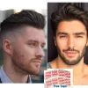 TOUPEES MEN MEN'S TOUPEE HAIRPIESS SYSTEM for Men PU base with Frontal Swiss Lace Net 100 ٪ remy Hush Hair 10x8 "