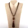 Naszyjniki wiszące moda czeska biżuteria półprzewodnikowy Kamienie długie wiązane kamienne frędzle kobiety Naszyjnik etniczny Dropship