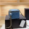 2022ss Lady Womens Denim Box Vanity Designer Bags Blue Ball Adjustable Shoulder Strap Card Holder Mini/small Cosmetic Gold Hardware Crossbody Purse Handbags