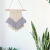 Tapissries Bohemian Woven Macrame Tapestry med kontrastfärg knutna tofsar bondgård vintage vägg hängande hänge prydnad