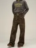WCFCX Studio Tan Leopard Jeans Women Denim Pants Female Wide Streetwear Hip Hop Vintage Vintage Vintage Disal Discal