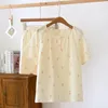 Ubranie domowe pullover z krótkim rękawem Tops z szortami z drukowaną piżamą dla kobiet wiosna i letnia bawełna