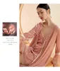 Home Clothing BirdTree 17%Mulberry Silk Velvet Elegant Sleeping Robe Women Solid Lace Can Be Outworn Morning 2024 Spring P41906QC