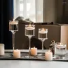 Candle Holders 3pc Birthday Glass Holder Candlelights Tall Transparent Light Luxury Dinner Modern Simple Wedding Props European