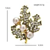 Brooches Wulibaby Vintage Pearl Leaf pour femmes Unisexe Beau bureau de fête de fête facile