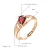 Cluster Rings Kinel 585 Rose Gold For Women 2024 Trend Delicate Design Red Natural Zircon Ring Vintage Wedding Fine Jewelry