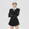 Caps Blktee Golf Vêtements Top Bowknot Col à manches longues Polo Skirt Slim Sports Sports Séchés rapides