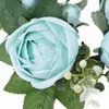Dekorativa blommor ring europeiska simulerade rosen ljusstake girland valentins dag bordsfest dekoration (vit) hållare plastringar för