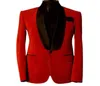 Red Velvet Mens Suits Wedding Groom Party Tuxedos för Men039S Black Lapel Prom Dinner Suits Custom Made bara One Piece Jacket520769